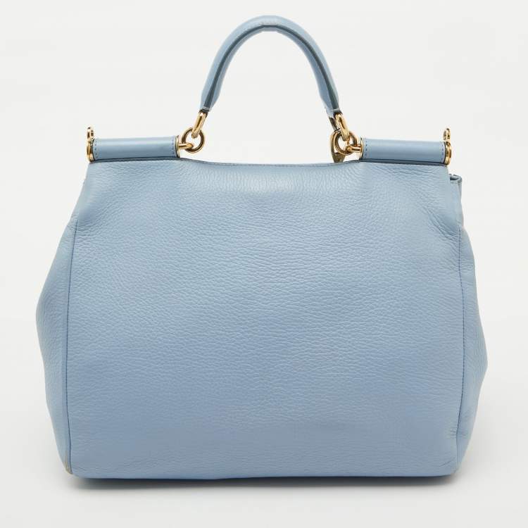 Pre Owned Dolce & Gabbana Blue Leather Miss Sicily Top Handle Bag