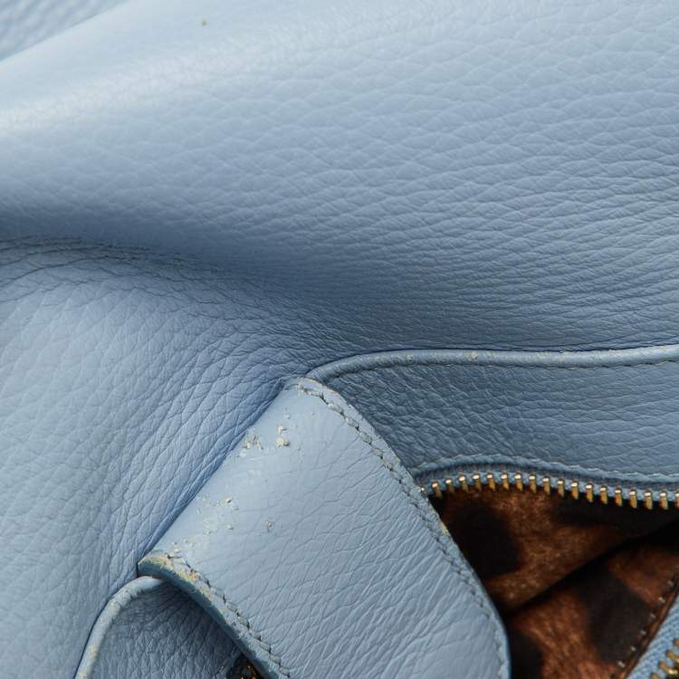 Pre Owned Dolce & Gabbana Blue Leather Miss Sicily Top Handle Bag