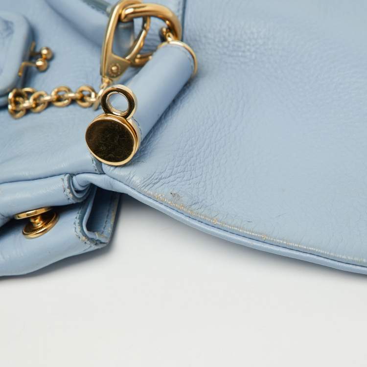 Pre Owned Dolce & Gabbana Blue Leather Miss Sicily Top Handle Bag