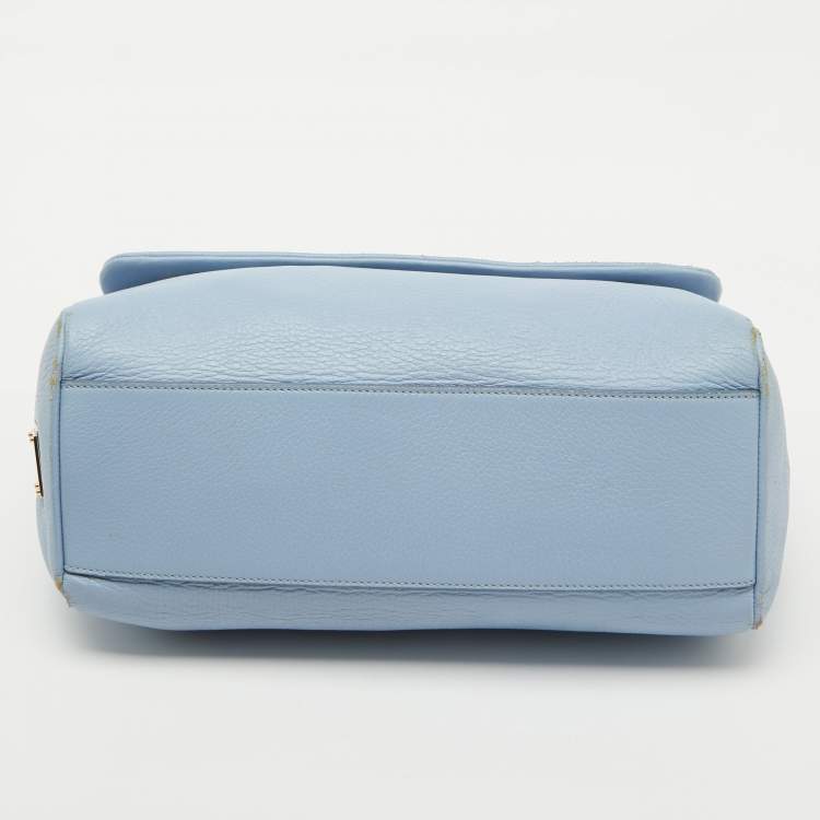 Pre Owned Dolce & Gabbana Blue Leather Miss Sicily Top Handle Bag