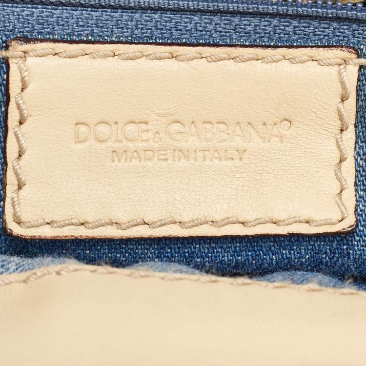 Pre Owned Dolce & Gabbana Multicolor Raffia, Denim and Python Miss Tookie Tote
