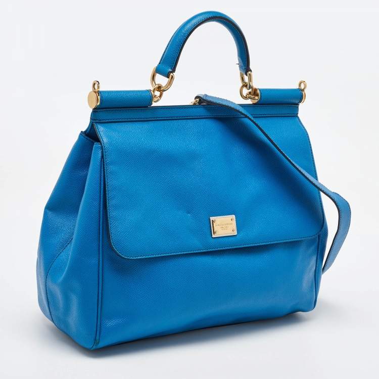 Pre Owned Dolce & Gabbana Blue Leather Miss Sicily Top Handle Bag