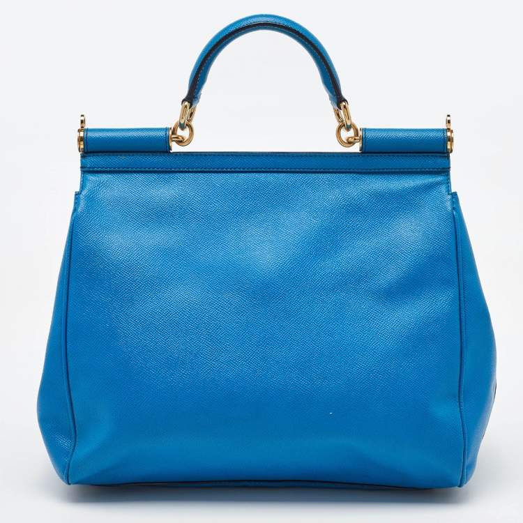 Pre Owned Dolce & Gabbana Blue Leather Miss Sicily Top Handle Bag