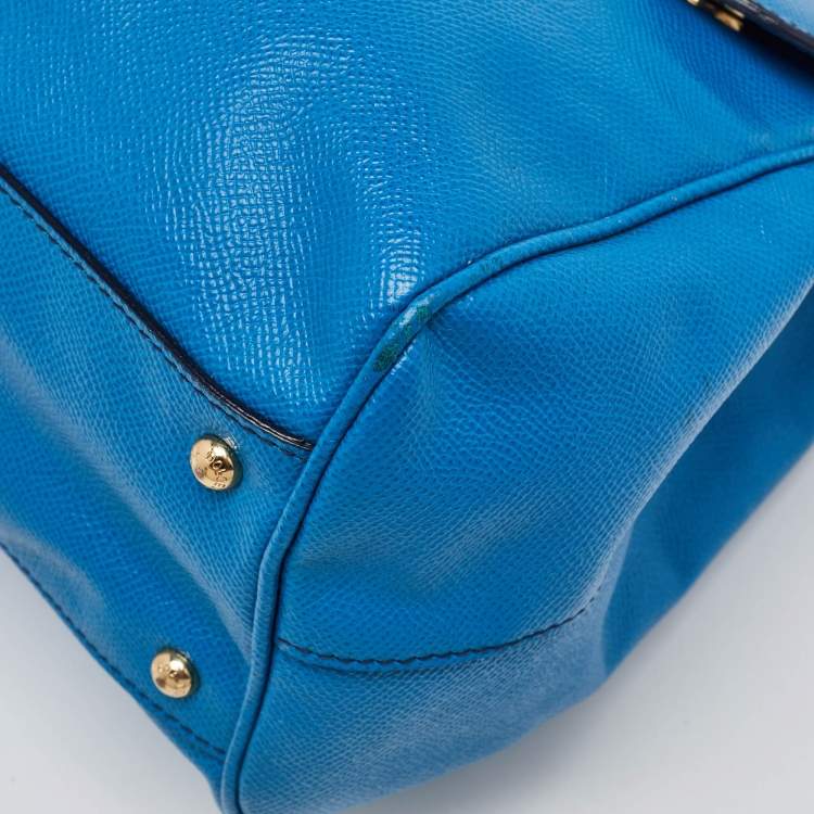 Pre Owned Dolce & Gabbana Blue Leather Miss Sicily Top Handle Bag