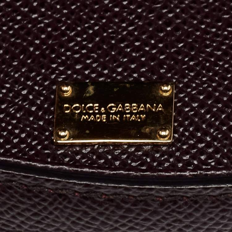 Pre Owned Dolce & Gabbana Burgundy Leather Small Miss Sicily Top Handle Bag