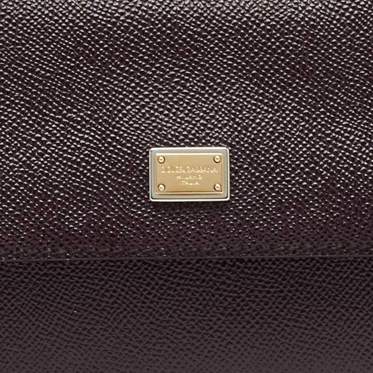 Pre Owned Dolce & Gabbana Burgundy Leather Small Miss Sicily Top Handle Bag
