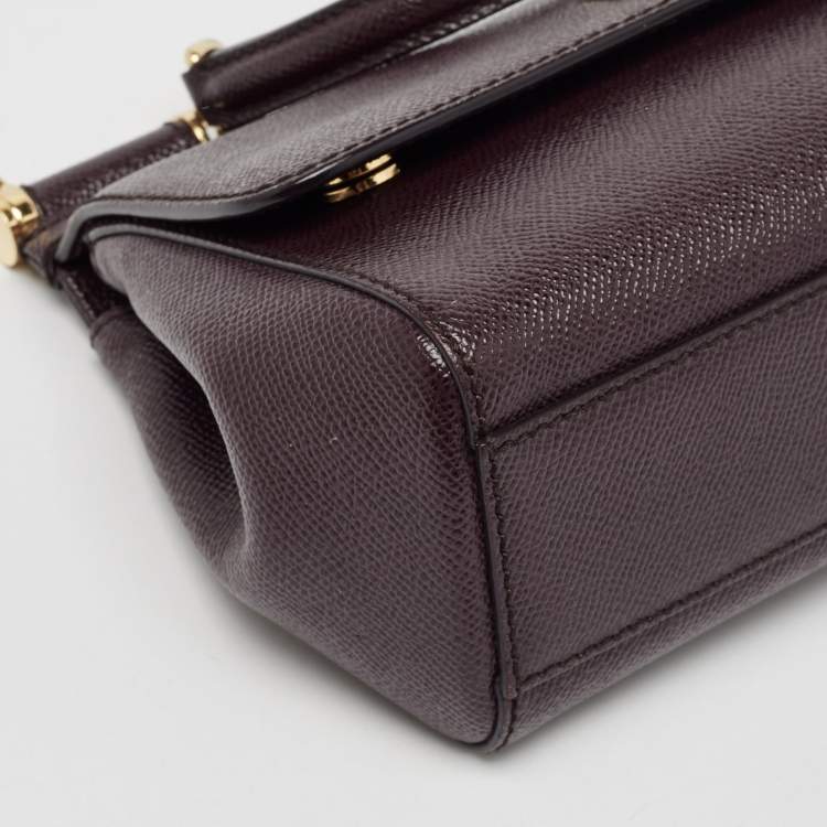 Pre Owned Dolce & Gabbana Burgundy Leather Small Miss Sicily Top Handle Bag