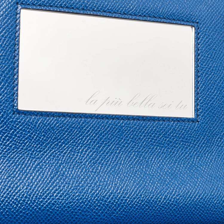 Pre Owned Dolce & Gabbana Blue Leather Drummer Large Miss Sicily Top Handle Bag