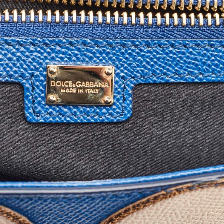 Pre Owned Dolce & Gabbana Blue Leather Drummer Large Miss Sicily Top Handle Bag