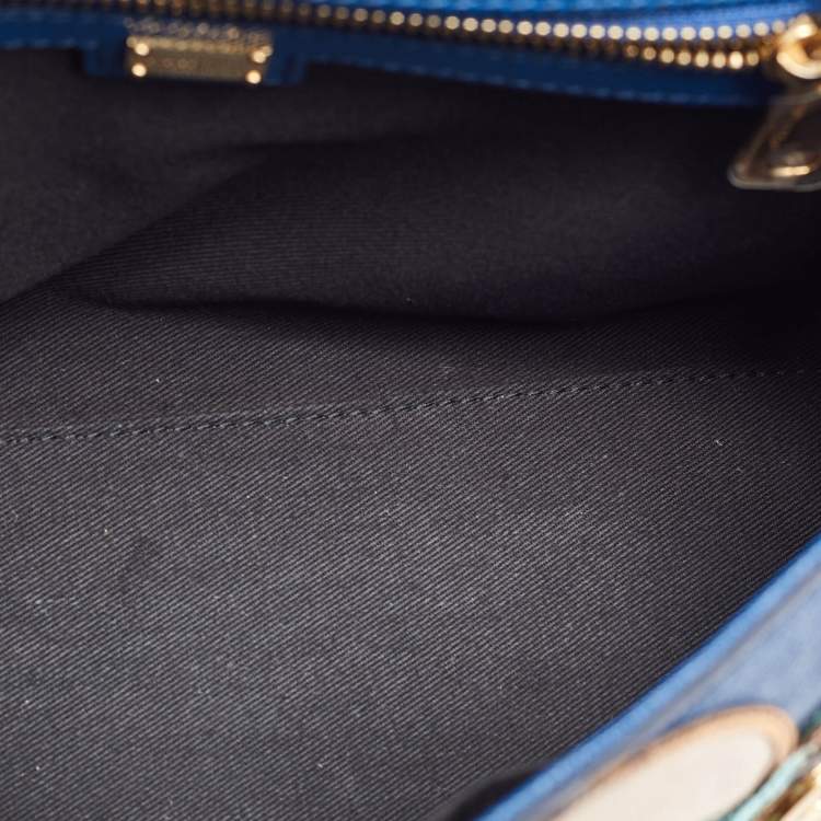 Pre Owned Dolce & Gabbana Blue Leather Drummer Large Miss Sicily Top Handle Bag