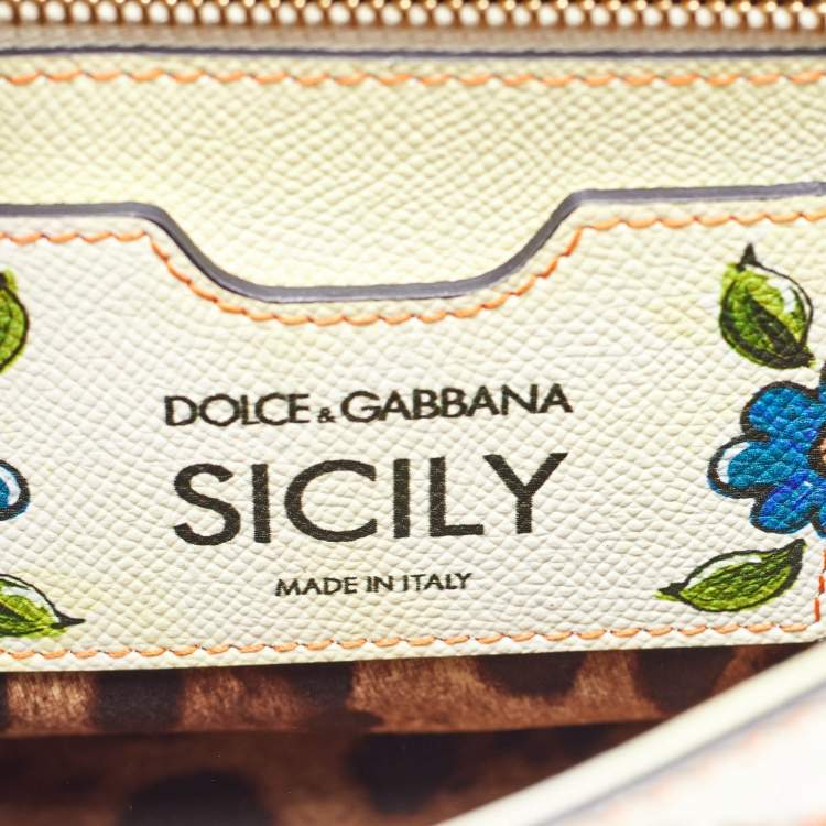 Pre Owned Dolce & Gabbana Multicolor Leather Majolica Print Large Miss Sicily Top Handle Bag