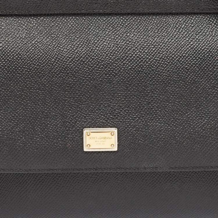 Pre Owned Dolce & Gabbana Black Leather Small Studded Miss Sicily Top Handle Bag