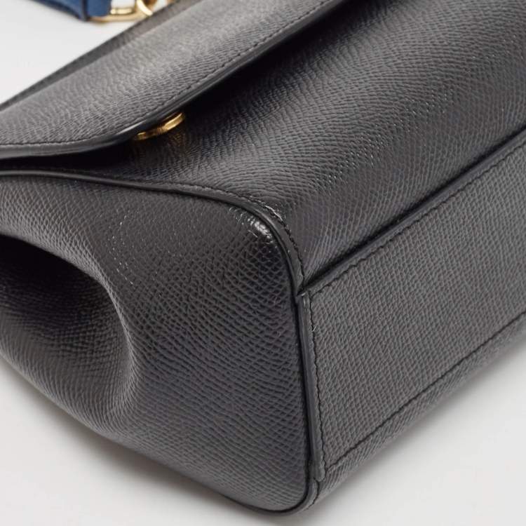 Pre Owned Dolce & Gabbana Black Leather Small Studded Miss Sicily Top Handle Bag