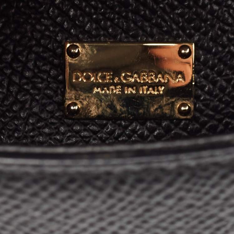 Pre Owned Dolce & Gabbana Black Leather Small Studded Miss Sicily Top Handle Bag