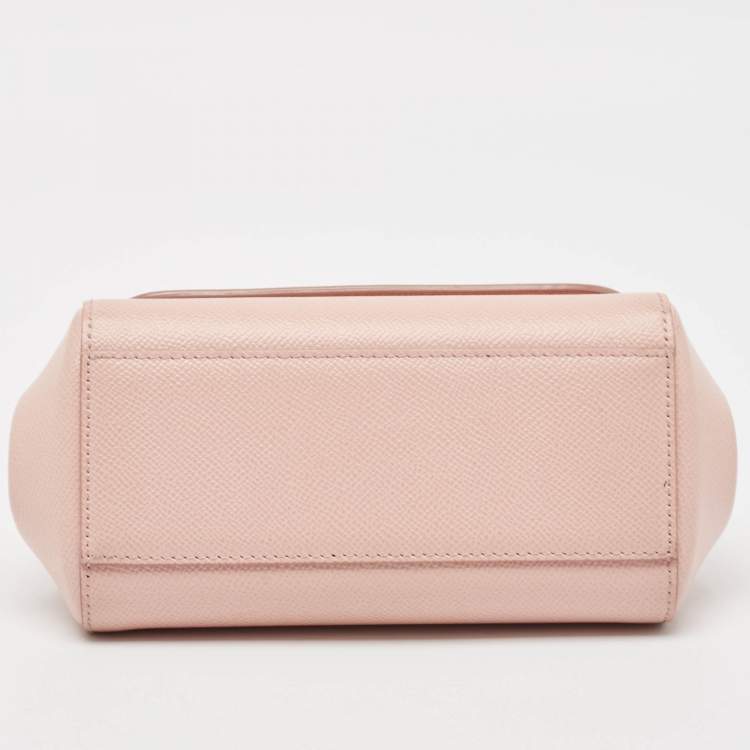 Pre Owned Dolce & Gabbana Light Pink Leather Mini Miss Sicily Top Handle Bag