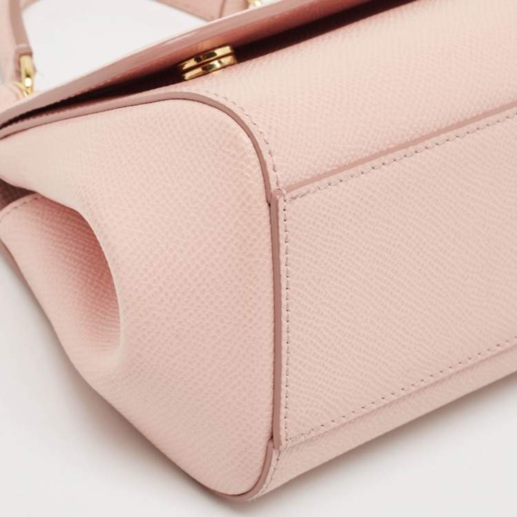 Pre Owned Dolce & Gabbana Light Pink Leather Mini Miss Sicily Top Handle Bag
