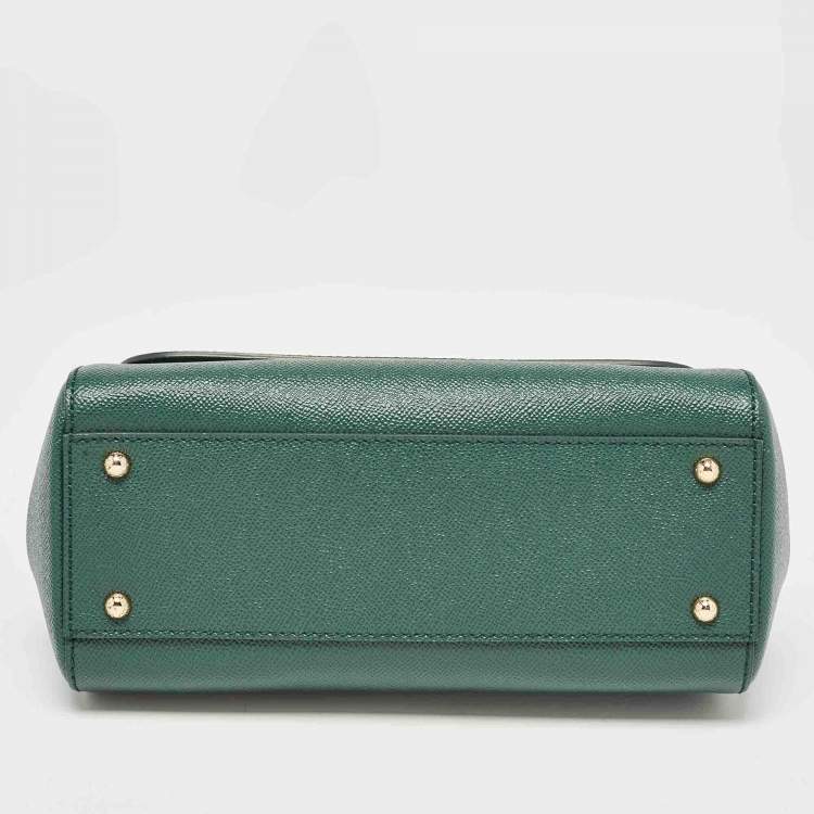 Pre Owned Dolce & Gabbana Green Leather Medium Miss Sicily Top Handle Bag