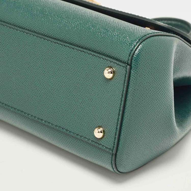 Pre Owned Dolce & Gabbana Green Leather Medium Miss Sicily Top Handle Bag