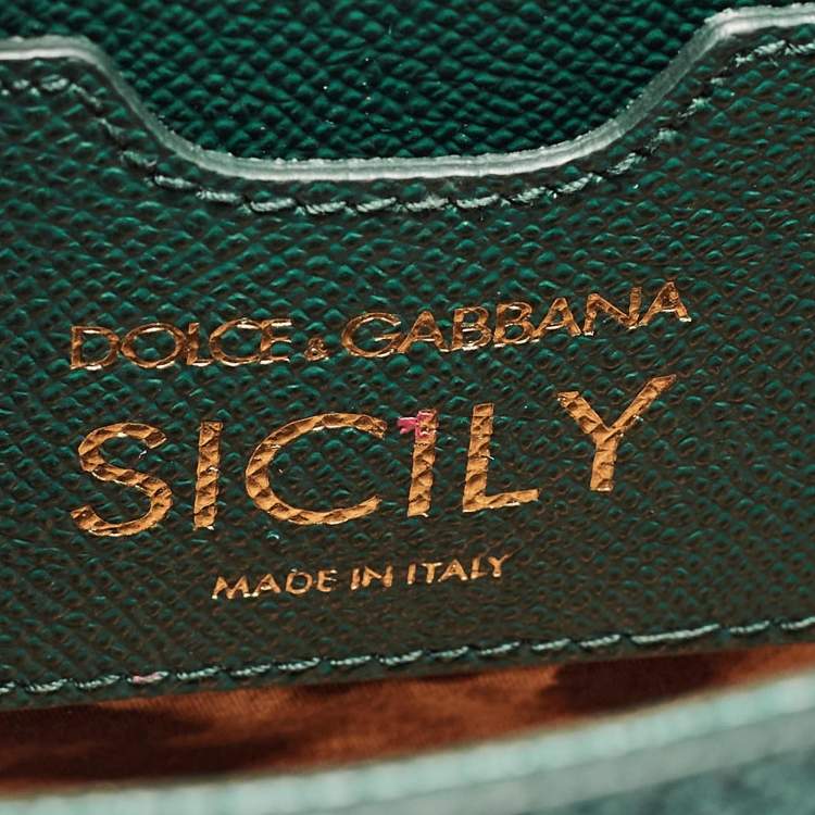 Pre Owned Dolce & Gabbana Green Leather Medium Miss Sicily Top Handle Bag