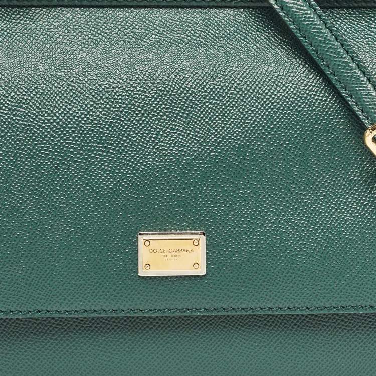 Pre Owned Dolce & Gabbana Green Leather Medium Miss Sicily Top Handle Bag