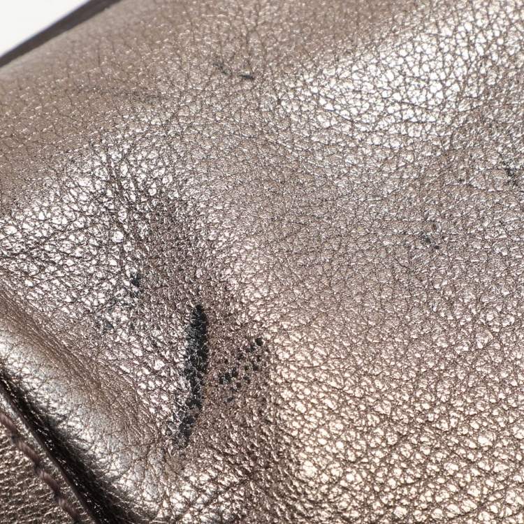 Pre Owned Dolce & Gabbana Metallic Grey Leather Miss Easy Way Satchel