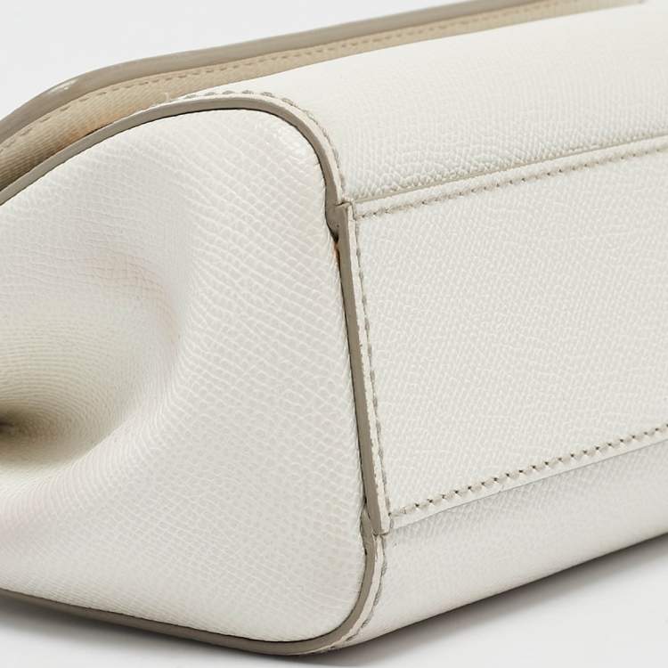 Pre Owned Dolce & Gabbana White Leather Small Miss Sicily Top Handle Bag