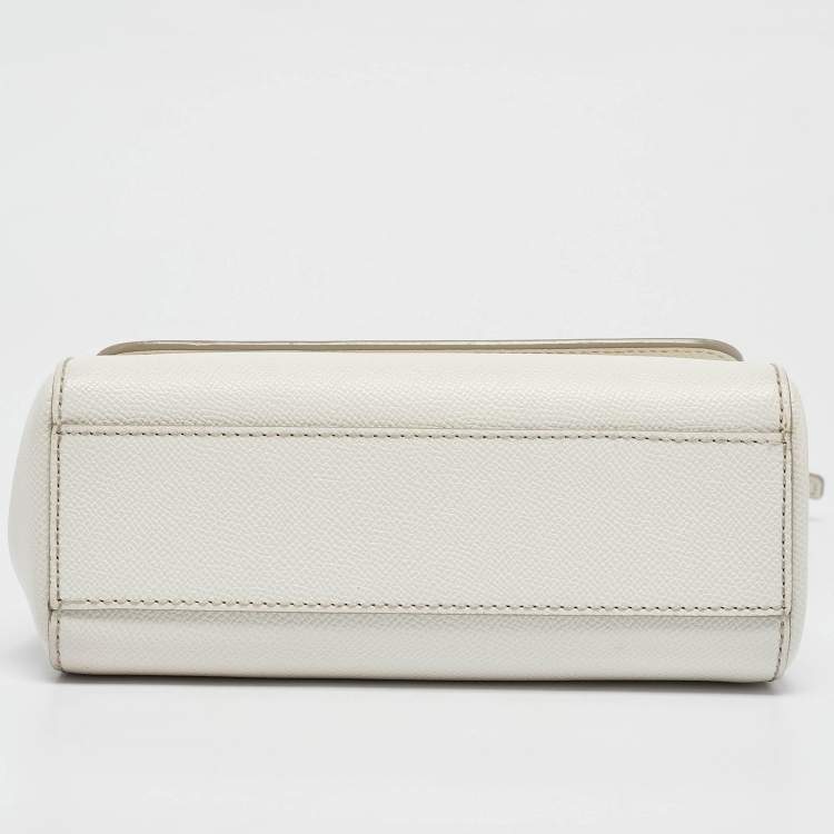 Pre Owned Dolce & Gabbana White Leather Small Miss Sicily Top Handle Bag