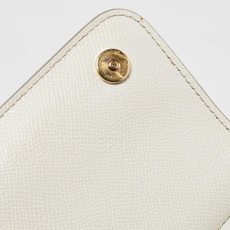 Pre Owned Dolce & Gabbana White Leather Small Miss Sicily Top Handle Bag