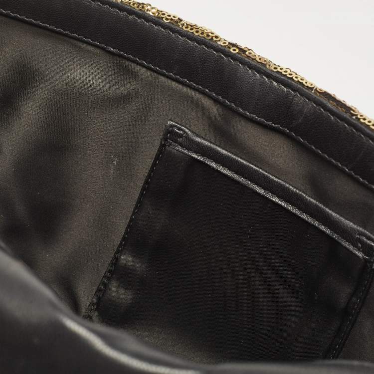 Pre Owned Dolce & Gabbana Gold Quilted Sequins Miss Charles Shoulder Bag