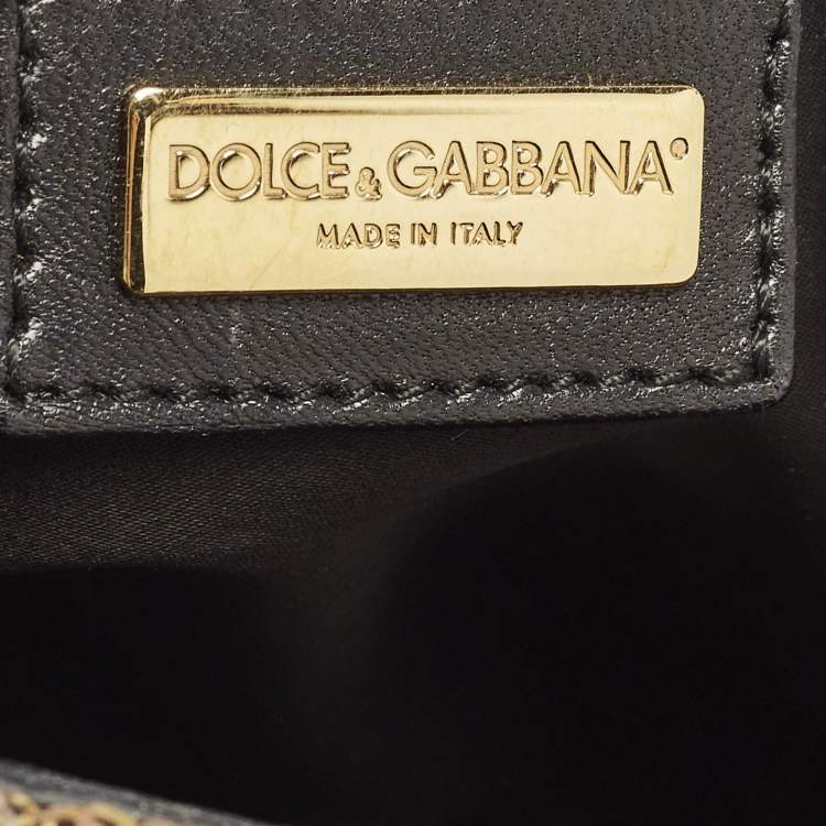 Pre Owned Dolce & Gabbana Gold Quilted Sequins Miss Charles Shoulder Bag