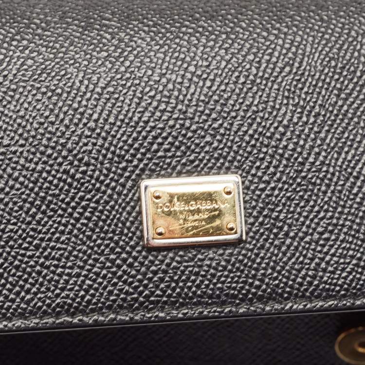 Pre Owned Dolce & Gabbana Black Leather Medium Miss Sicily Top Handle Bag