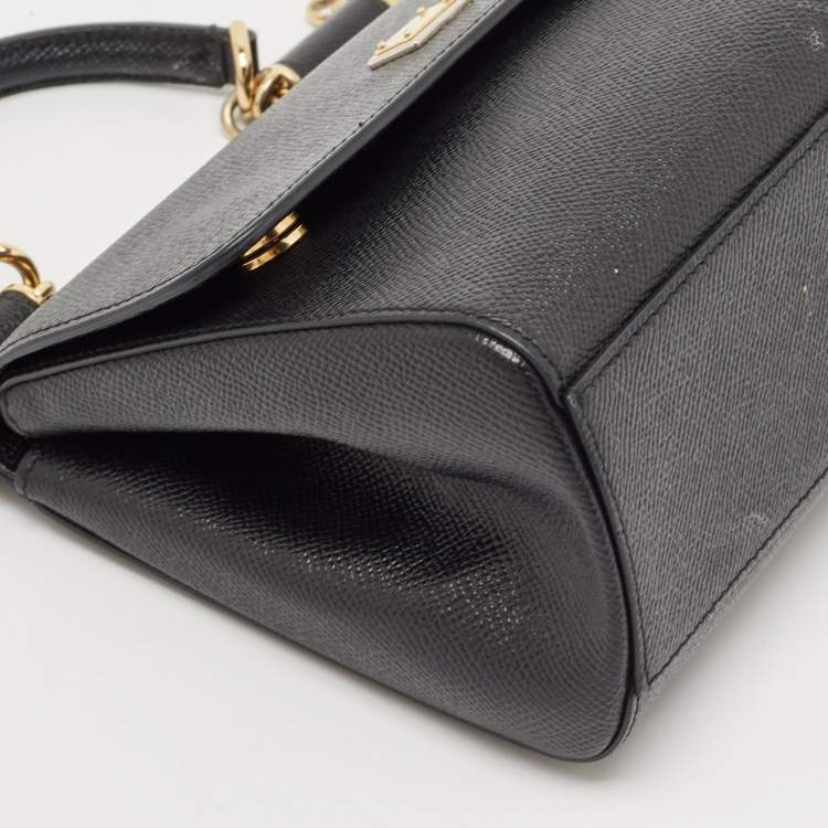 Pre Owned Dolce & Gabbana Black Leather Medium Miss Sicily Top Handle Bag