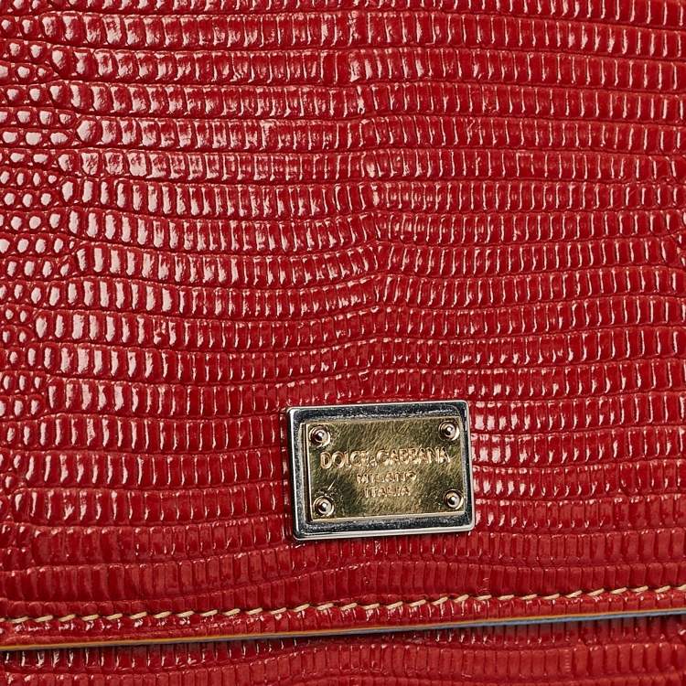 Pre Owned Dolce & Gabbana Multicolor Lizard Embossed Leather Miss Sicily Von Wallet on Chain
