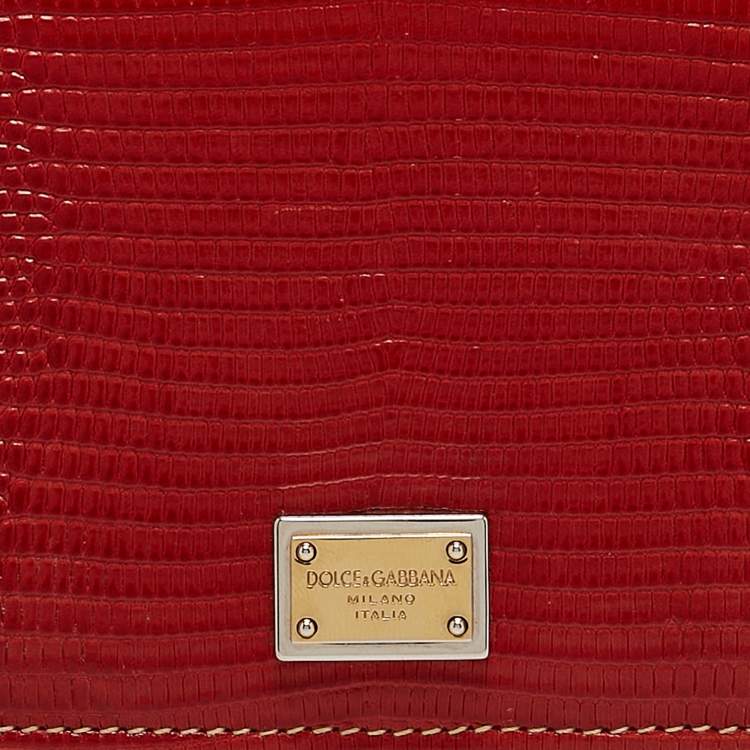 Pre Owned Dolce & Gabbana Multicolor Lizard Embossed Leather Miss Sicily Von Wallet on Chain