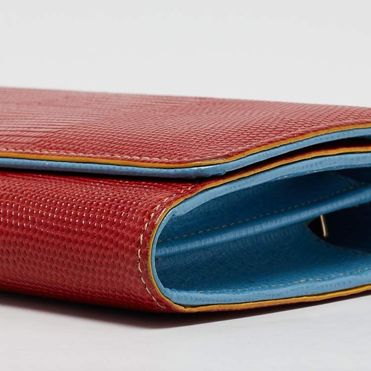 Pre Owned Dolce & Gabbana Multicolor Lizard Embossed Leather Miss Sicily Von Wallet on Chain