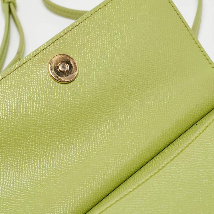 Pre Owned Dolce & Gabbana Lime Green Leather Medium Miss Sicily Top Handle Bag