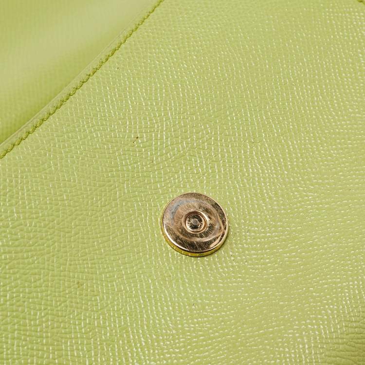 Pre Owned Dolce & Gabbana Lime Green Leather Medium Miss Sicily Top Handle Bag