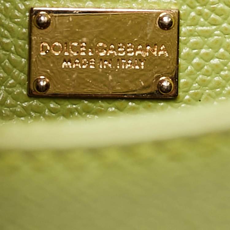 Pre Owned Dolce & Gabbana Lime Green Leather Medium Miss Sicily Top Handle Bag