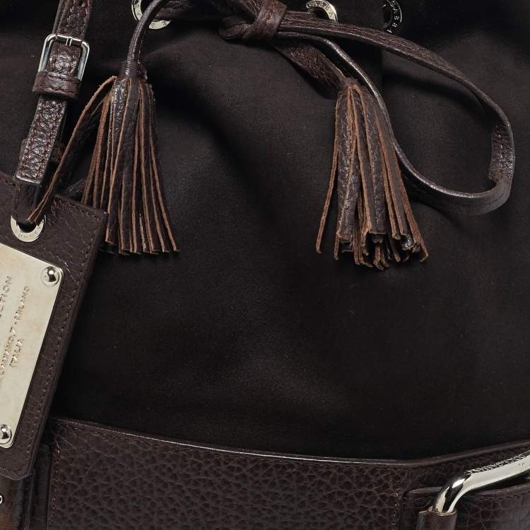 Pre Owned Dolce & Gabbana Choco Brown Alcantara Miss Loop Hobo