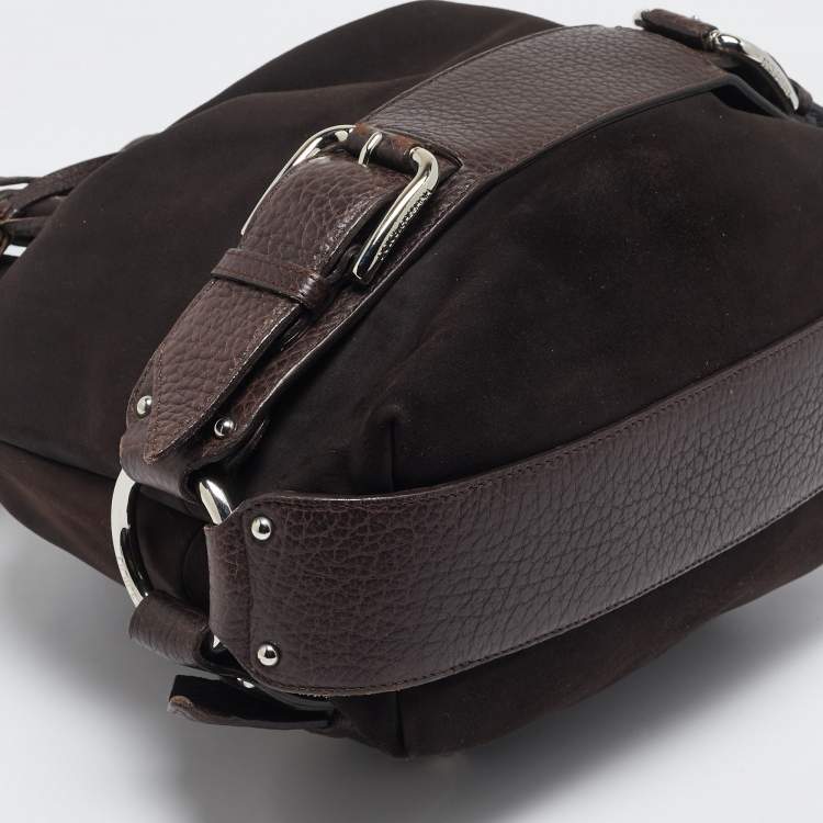 Pre Owned Dolce & Gabbana Choco Brown Alcantara Miss Loop Hobo
