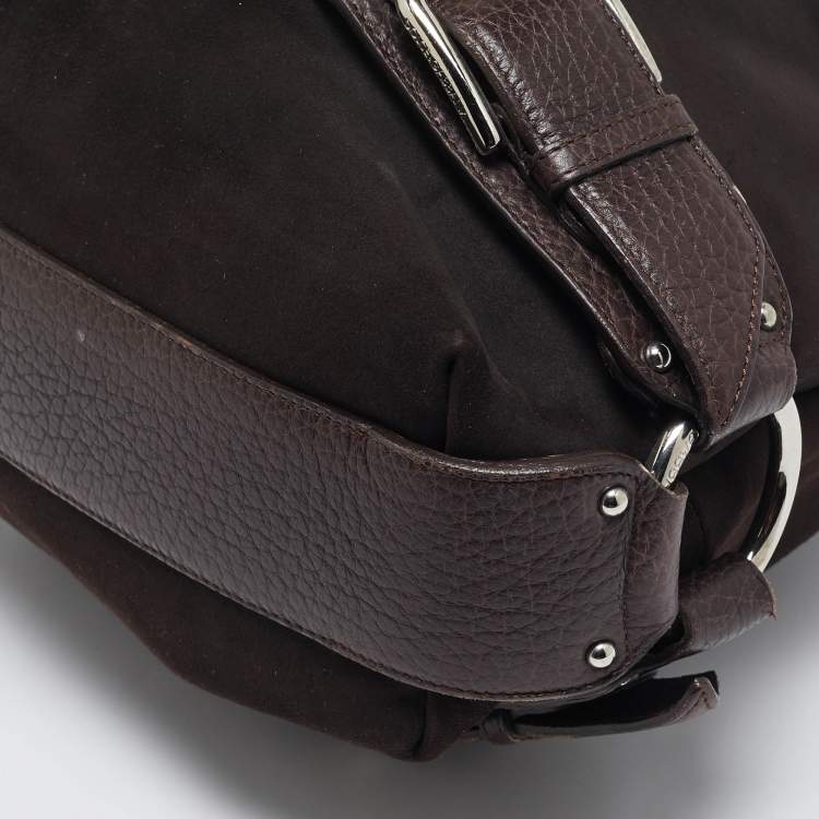 Pre Owned Dolce & Gabbana Choco Brown Alcantara Miss Loop Hobo