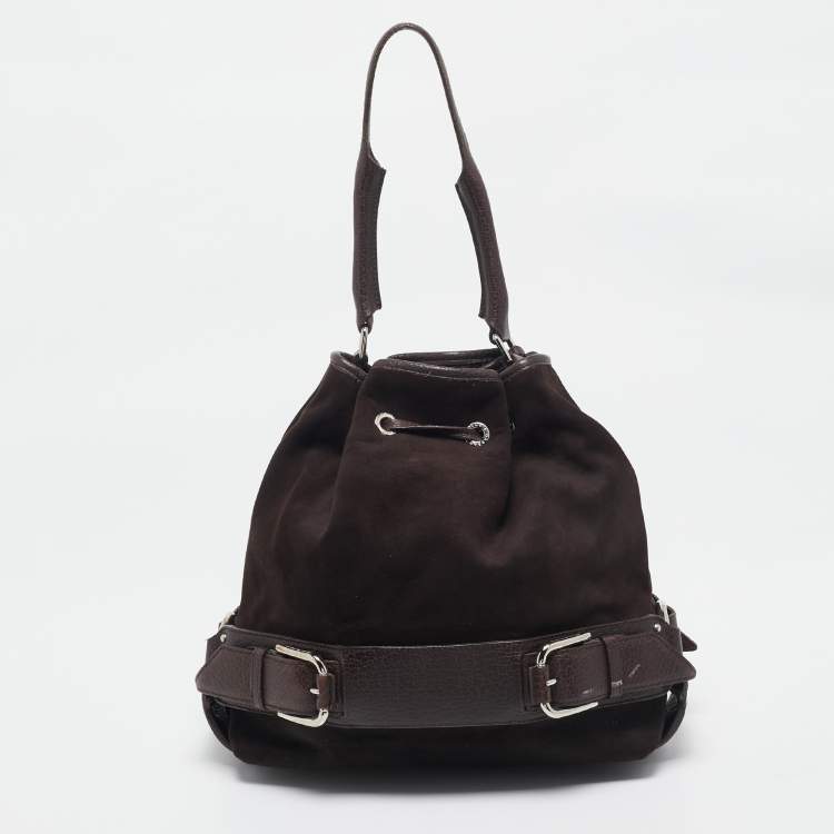 Pre Owned Dolce & Gabbana Choco Brown Alcantara Miss Loop Hobo
