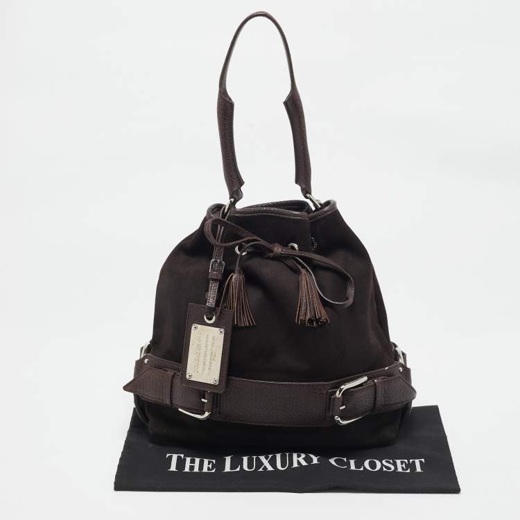 Pre Owned Dolce & Gabbana Choco Brown Alcantara Miss Loop Hobo