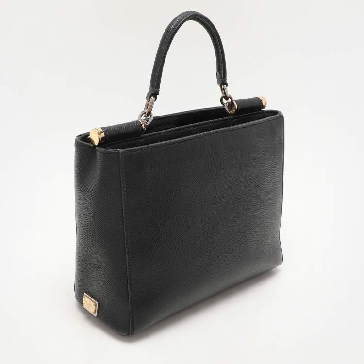 Pre Owned Dolce & Gabbana Black Leather Miss Sicily Tote