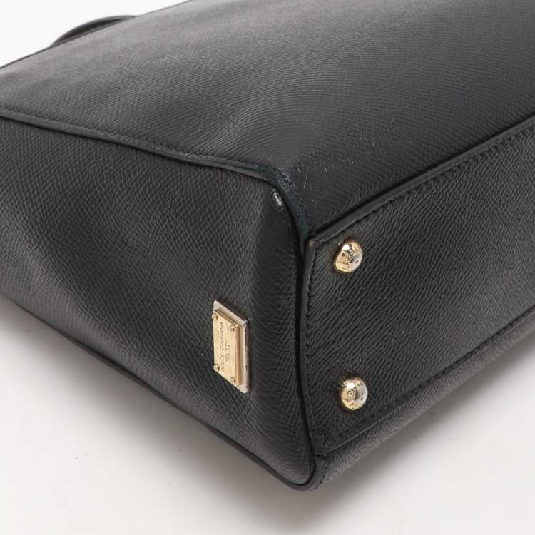 Pre Owned Dolce & Gabbana Black Leather Miss Sicily Tote