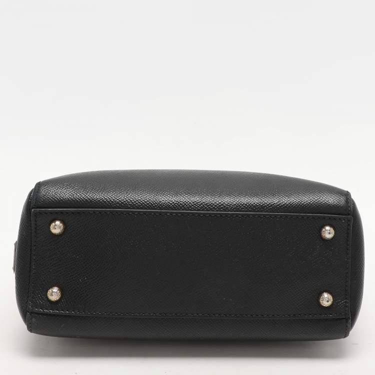 Pre Owned Dolce & Gabbana Black Leather Miss Sicily Tote