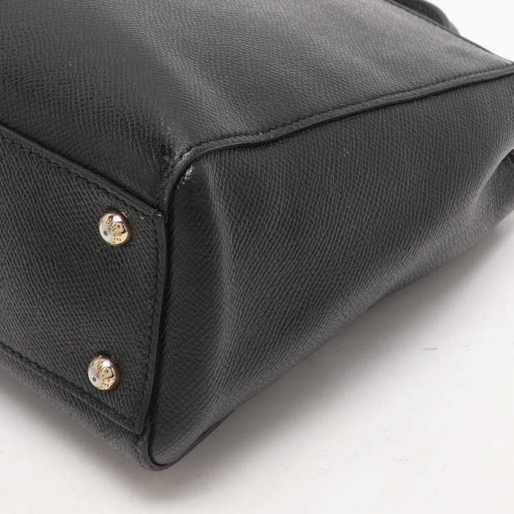 Pre Owned Dolce & Gabbana Black Leather Miss Sicily Tote