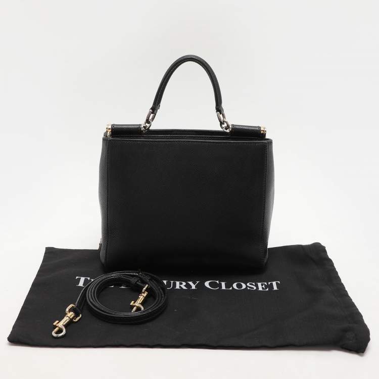 Pre Owned Dolce & Gabbana Black Leather Miss Sicily Tote