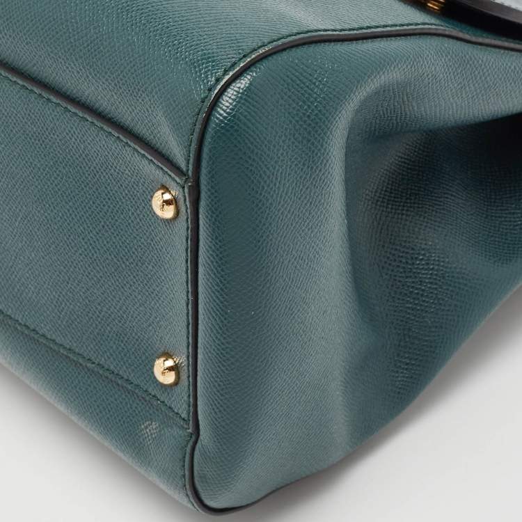 Pre Owned Dolce & Gabbana Green Leather Large Miss Sicily Top Handle Bag