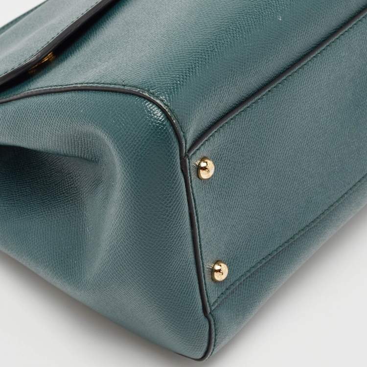 Pre Owned Dolce & Gabbana Green Leather Large Miss Sicily Top Handle Bag